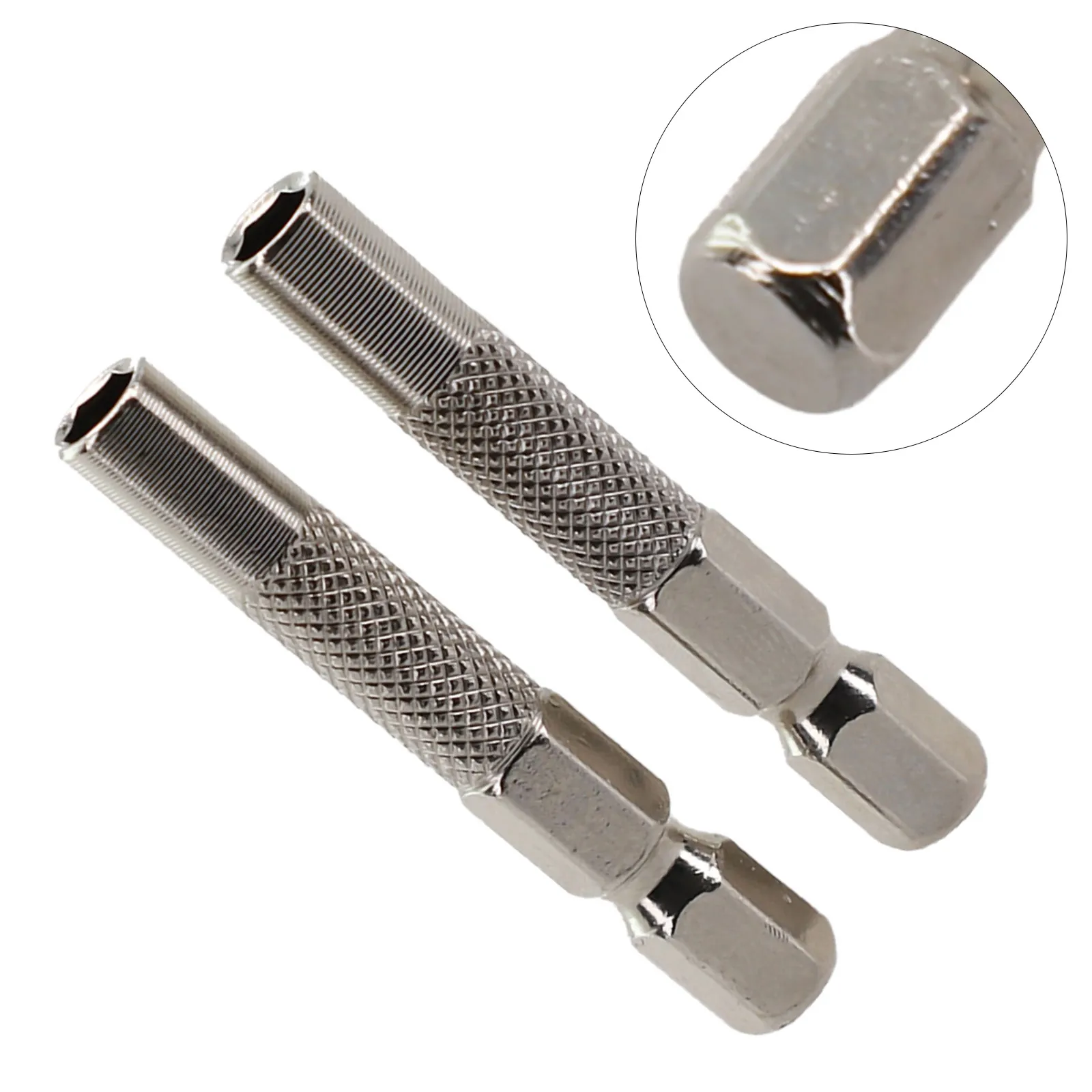 2 stücke Fahrer Buchse Adapter Hex Schaft 1/4in Insert Bit Adapter Zu 4mm Elektrische Schraubendreher Buchse Halter Hülse verlängerung Bar – Detail 3