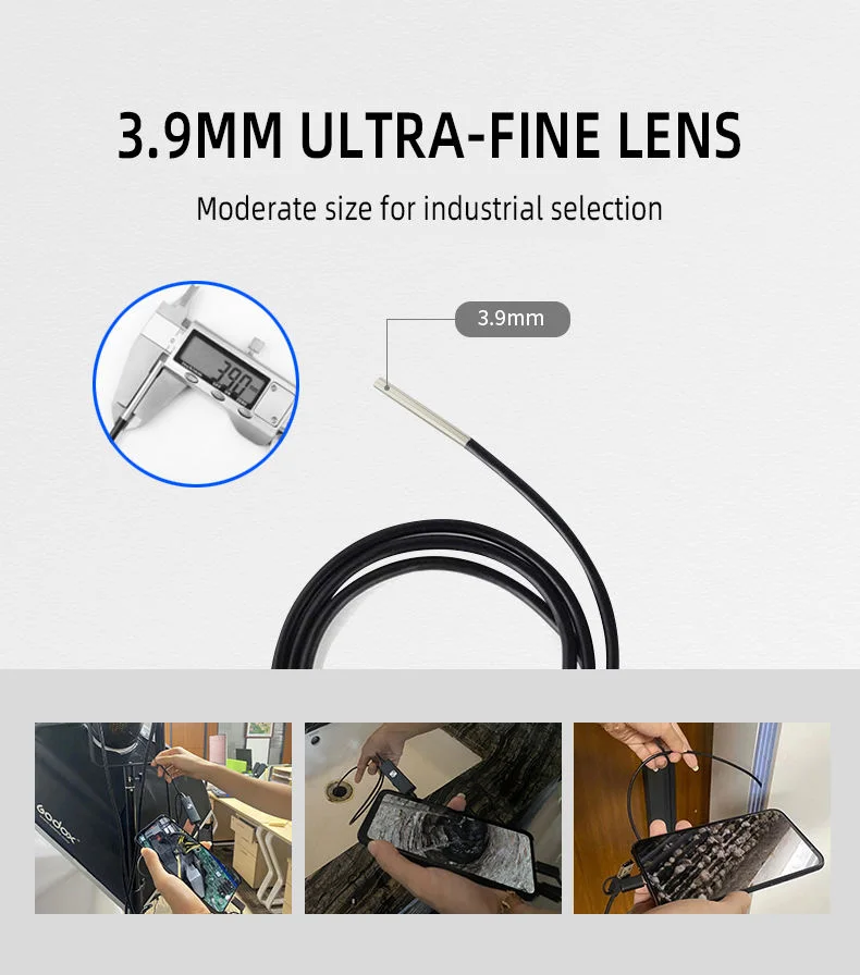 Dodosee 3.9mm HD Endoscope 3 in 1 Car Inspection Borescope 720p Mini Camera for Android Mac Windows Micro USB Type C 6