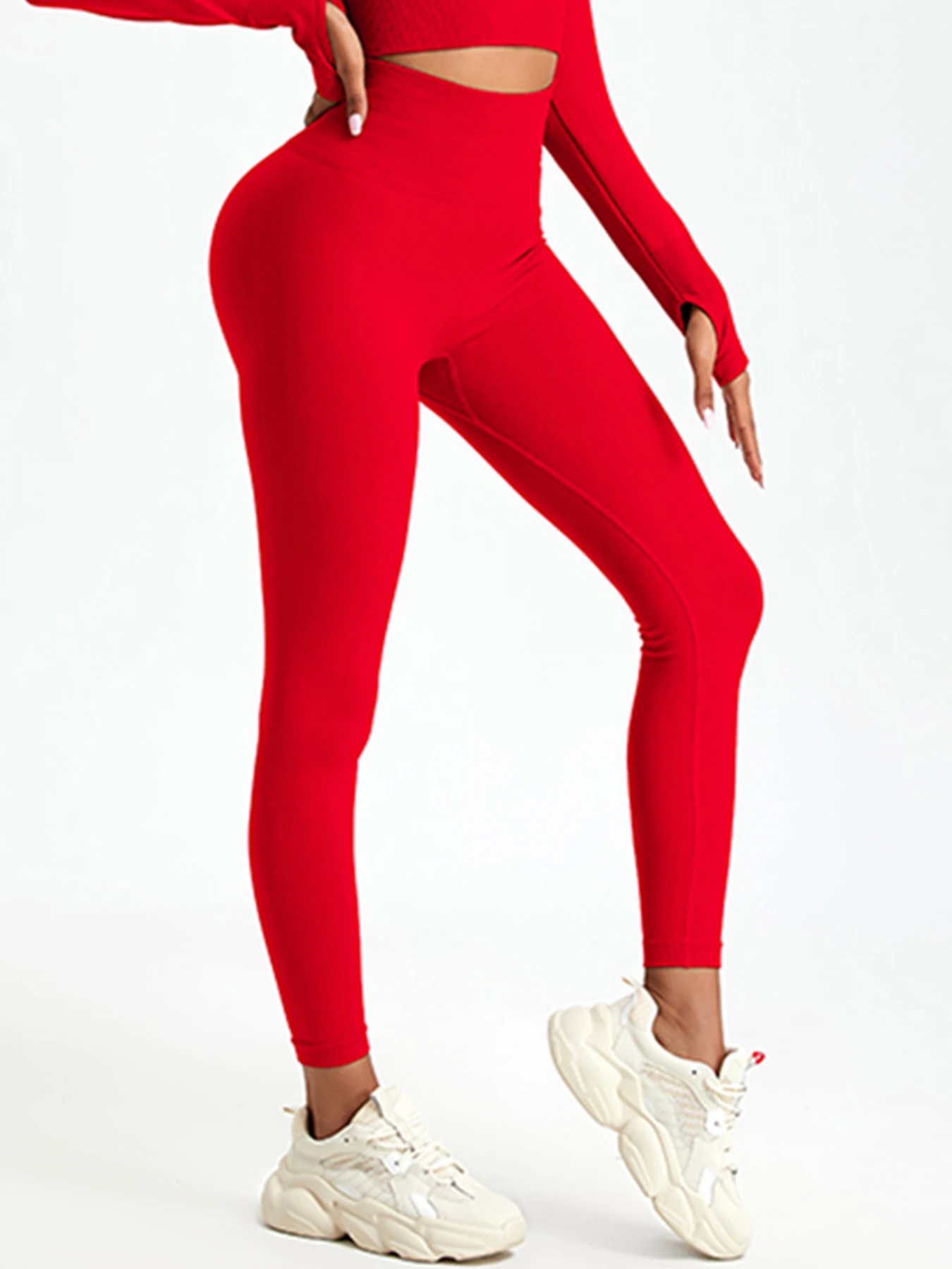 FITTOO High Waist Yoga Pants For Women - Tummy Control & Booty Lifting Leggings For Workout & Everyday Wear (Peach, Size L)