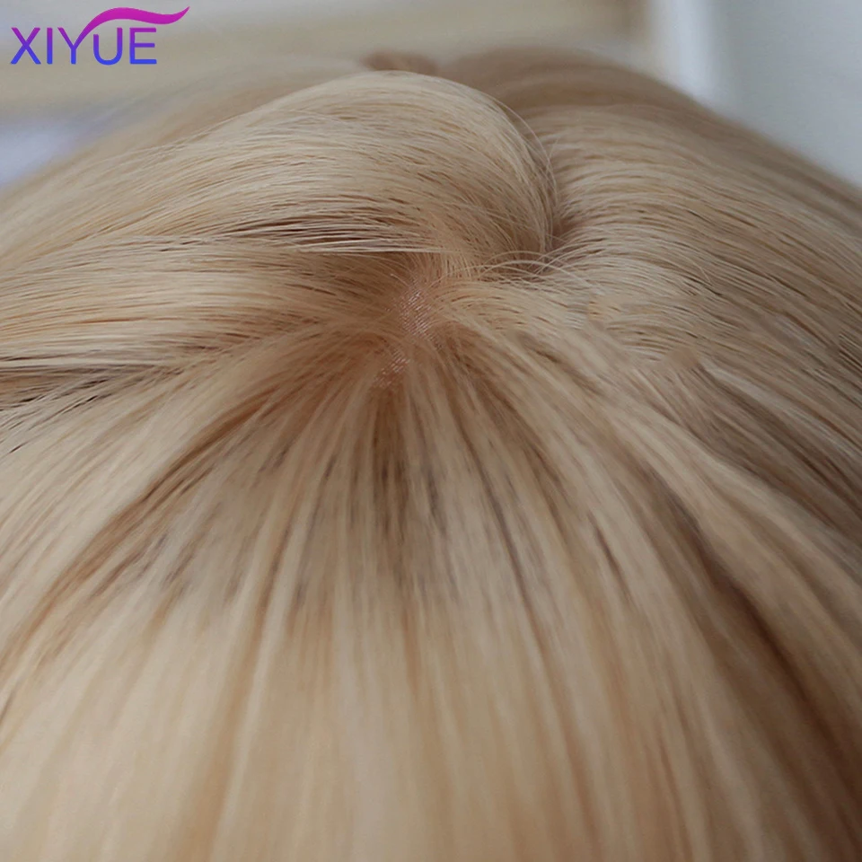 XIYUE-Peluca de cabello sintético con flequillo para mujer, cabellera artificial largo, ondulado, Natural, rubio platino, fibra resistente al calor, fiesta de Cosplay, Lolita