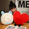 40cm Reversible Red Heart Plush Pillow with Legs Stuffed Blue Pink Cat Face Shaped Clock Flip Plushie Present 1