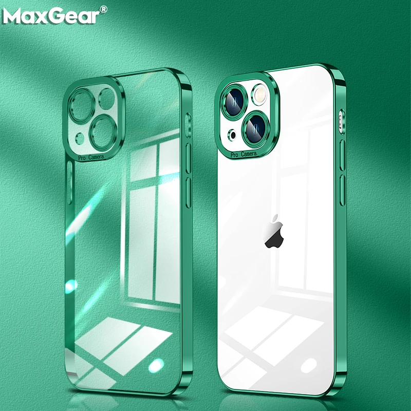 Luxury Plating Square Bumper Silicone Transparent Case For iPhone 13 12 11 Pro Max Mini X XR 7 8 Plus SE 2022 Clear Back Cover iphone 11 Pro Max leather case