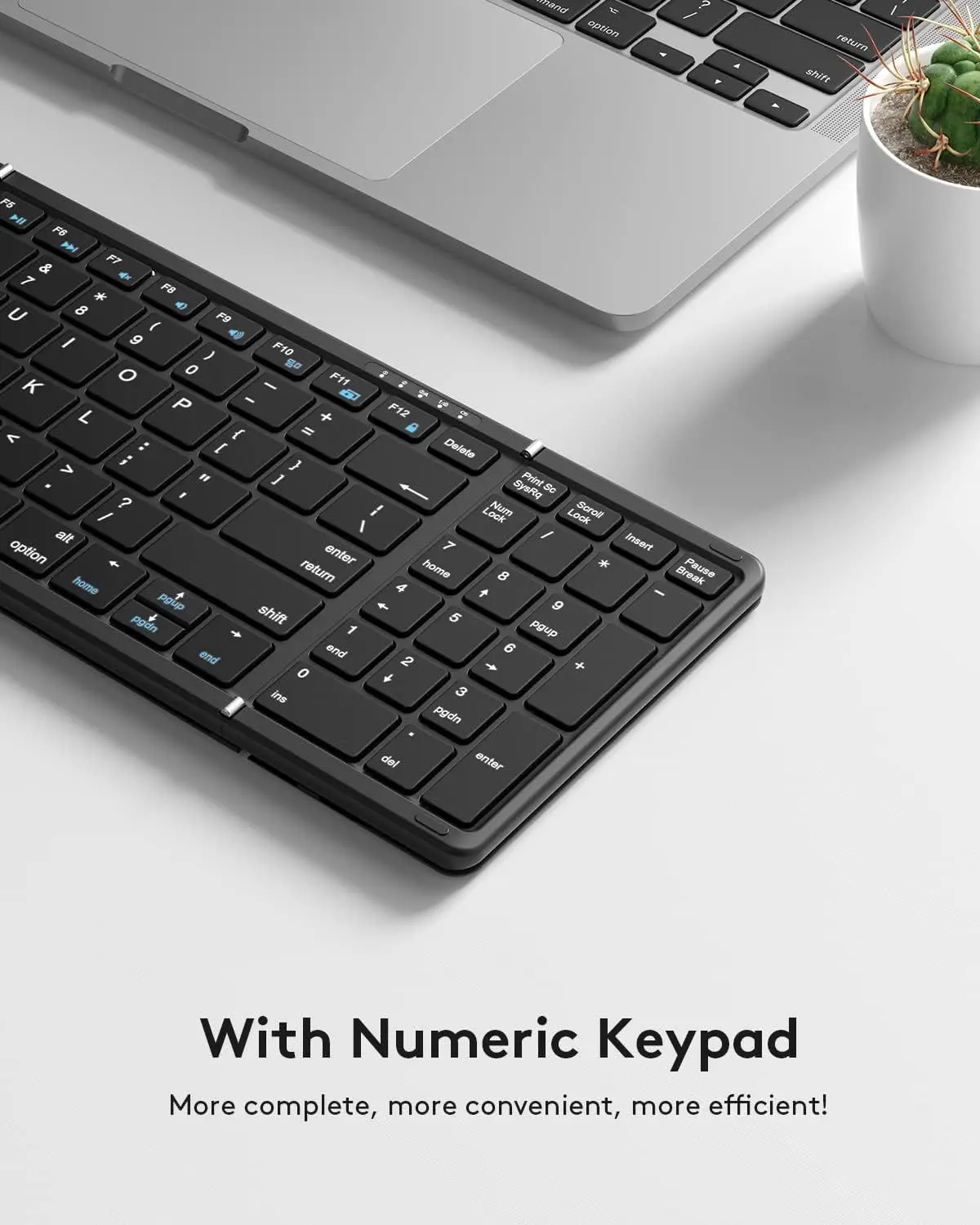 Teclado Bluetooth Dobrável com Teclado Numérico, Tamanho