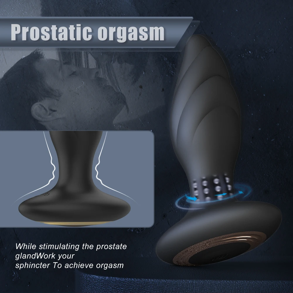 Anal Prostata Massager Rotation Vibrator Vibrationer Perlelegetøj til mandlig onani, bærbar silikone Anal Butt Plug_voghion.com