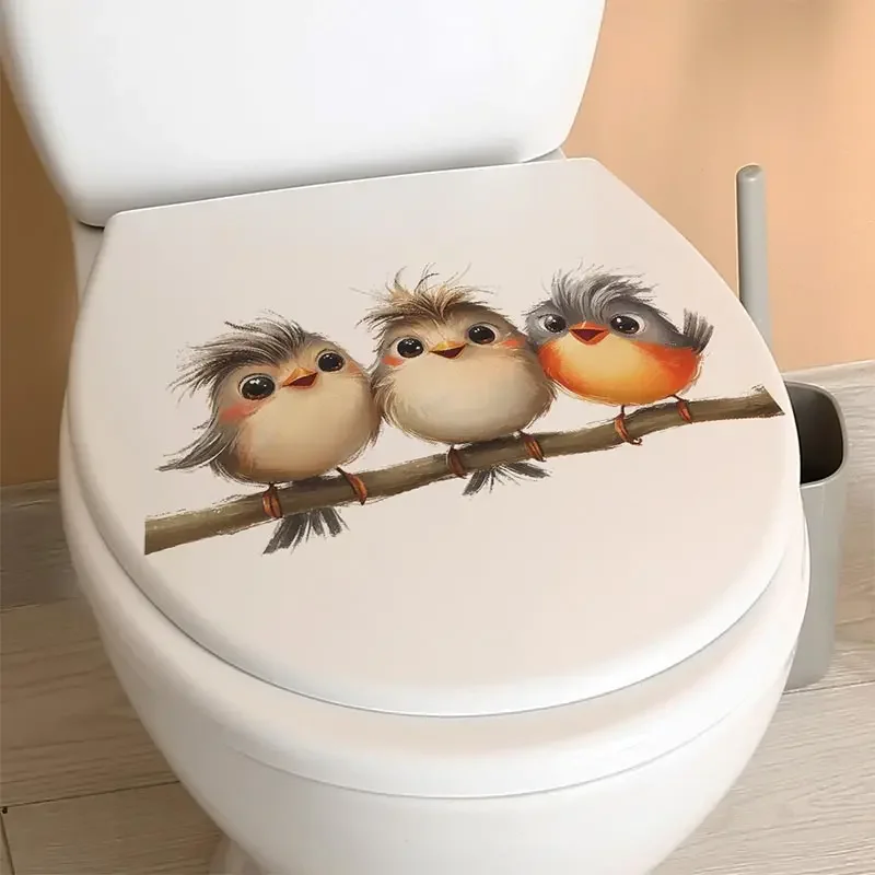 Cartoon Tree Branch Bird Wall Stickers Bathroom For Toilet Decoration Mural Living Room Cabinet Home Decor Self-adhesive Decals