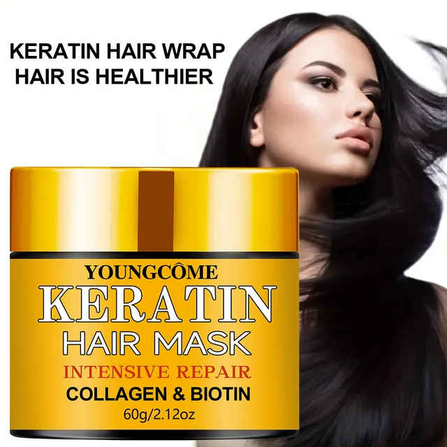 Masque capillaire réparateur, biotine, collagène, kératine, traitement des cheveux, après-shampooing, huile essentielle, nourrissant pour les cheveux secs et endommagés 1