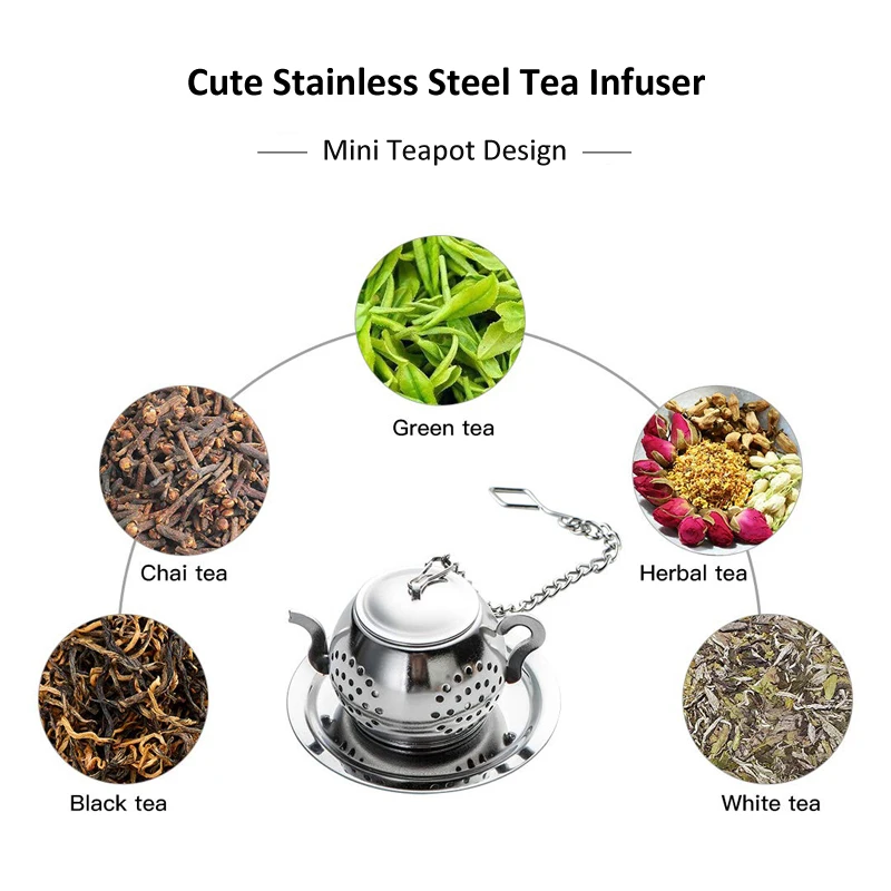 Tea Infuser Tea Strainer Tea Filter Cute Mini Tea Infuser Stainless Steel Tea Strainer Filter Reusable Teapot Shape Ball Loose Leaf Bag Teapot Accessories