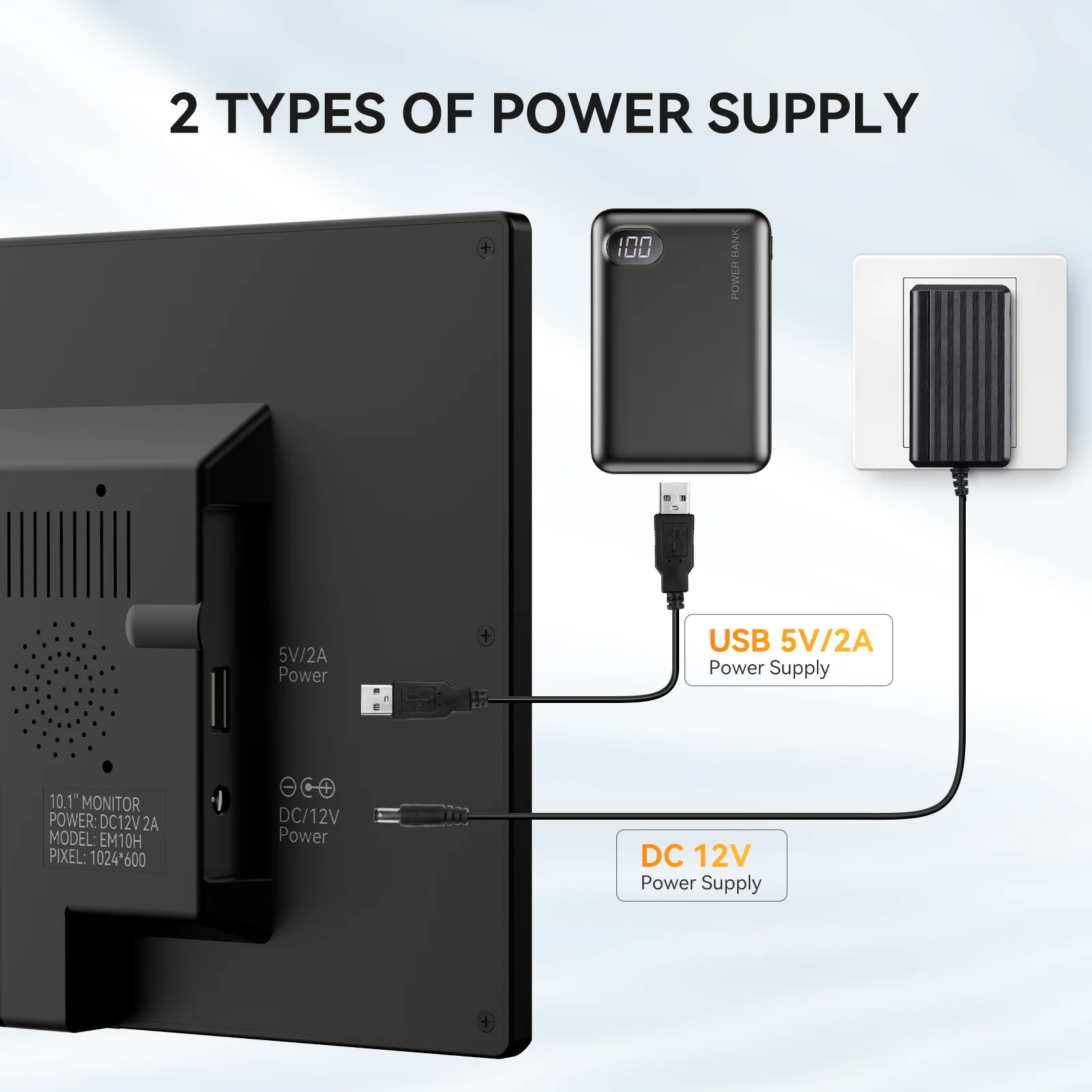Eyoyo-monitor Hdmi com Botões Sensíveis ao Toque Alto-falante hd Controle Remoto Tela Ips dc 12v Alimentação Usb 10 1024x600 - Imagem 2
