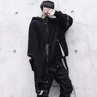 Men's Sets Black Hoodies+Pants Punk Graphic Zipper Hooded Sweatshirts Cargo Pant Men Oversized Loose Streetwear Suits 2