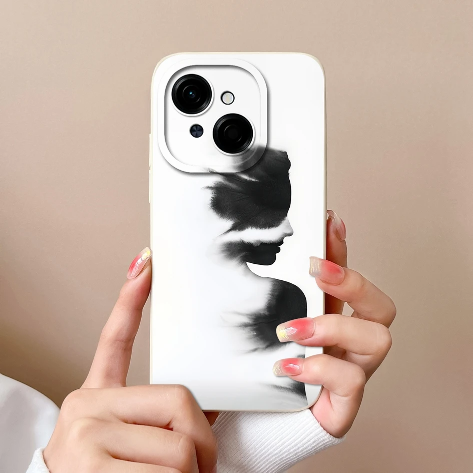Colorful Pattern Liquid Silicone Case with Lens Protection