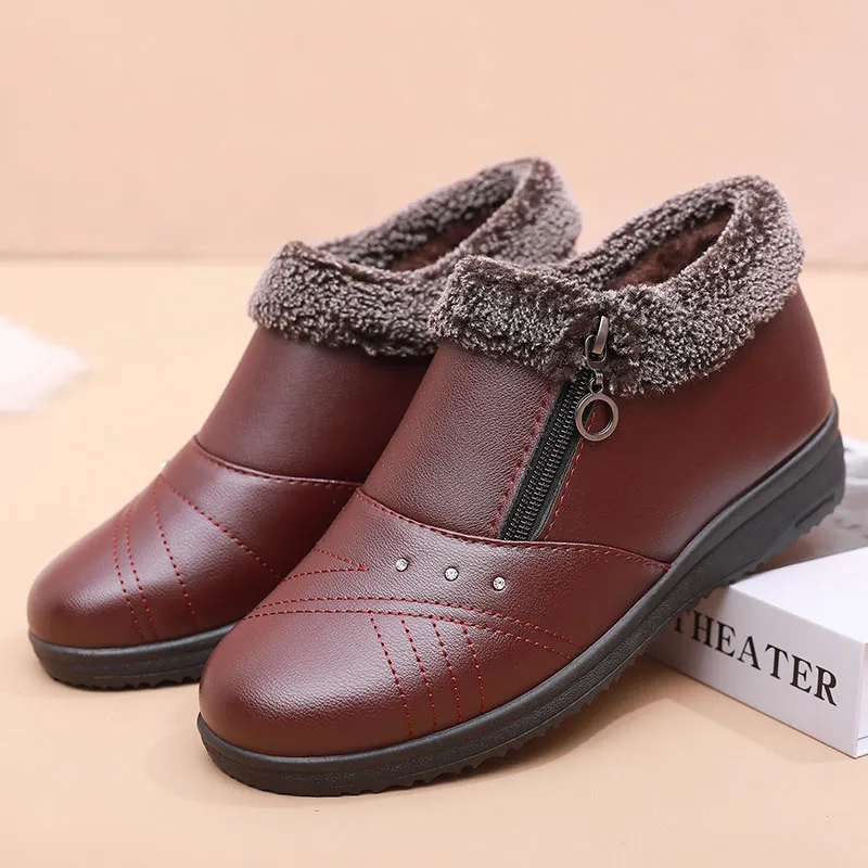 

women winter boots women's flat comfortable ankle boots non-slip elderly casual plush cotton Warm Soft Snow Boots free shipping