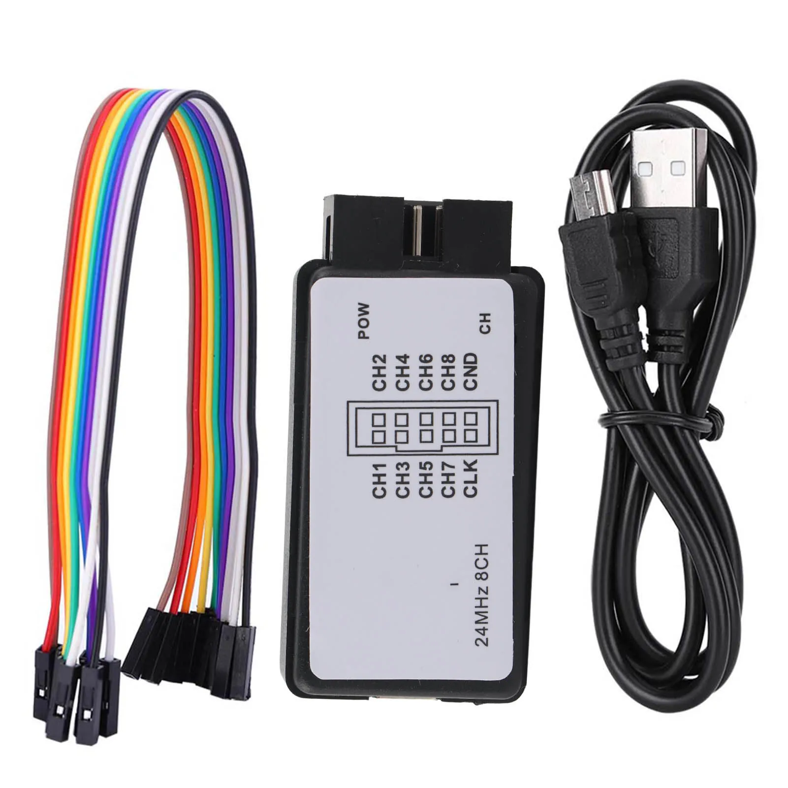 Logic Analyzer Logic Analyzer 24MHz USB Logic Analyzer Device Set Mini Digital Pocket Size 8 Channel Input Memory 24MHz Device