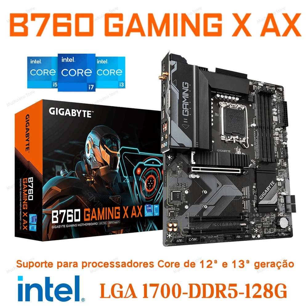 Gigabyte B760 GAMING X AX LGA 1700 Placa mãe DDR5 M.2 128GB Suporte ...