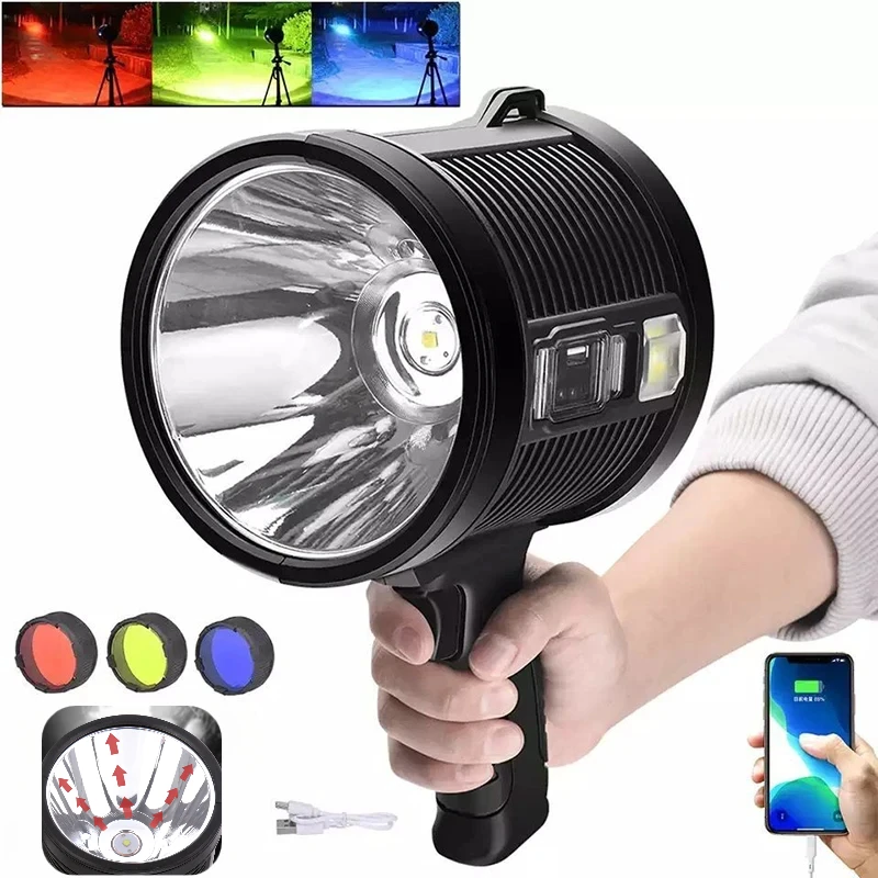 P50 High Power LED Flashlight Rechargeable 6 Modes Tactical Searchlight Waterproof Portable Outdoor Hiking Fishing Torch