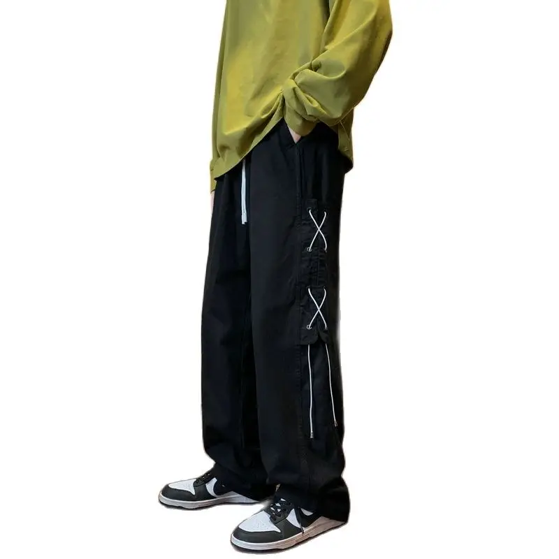 

Drawstring Cargo Pants For Men And Women Fashionable Brand Design Loose Y2K High Street Straight Wide Leg Pants