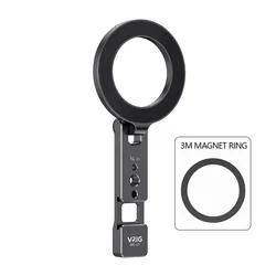 Magnetic Phone Holder Stand with Cold Shoe and Tripod Mount for Desktop Live Streaming & Vlogging (Black)