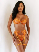  Sexy Lace Lingerie Orange Women Underwear Exotic Clothes Sexy Lingerie Set Erotic Costumes Sets Lenceria Sensual Mujer 