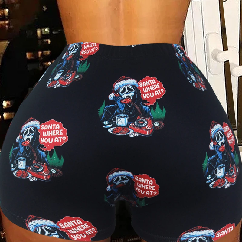 Sleep Shorts Women's Boxers Pajamas Casual Sports Fitness Cartoon Halloween Print Soft Breathable