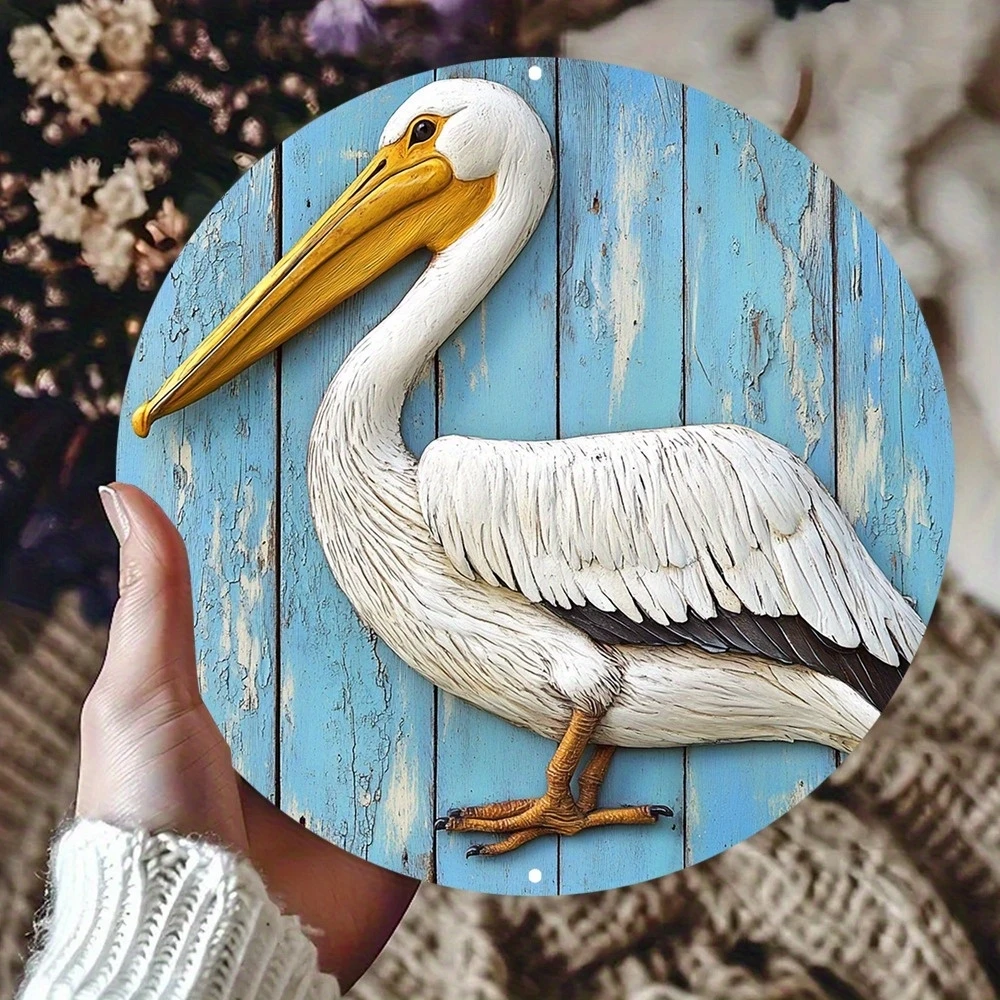 20,3 cm runder Vintage-Vogel-Holzanhänger, flacher Farbdruck, 2D-Wanddekoration für Zuhause, Bauernhof, Garten, verheißungsvoller Vogel, Foto-Requisiten, Geschenke – Detail 40