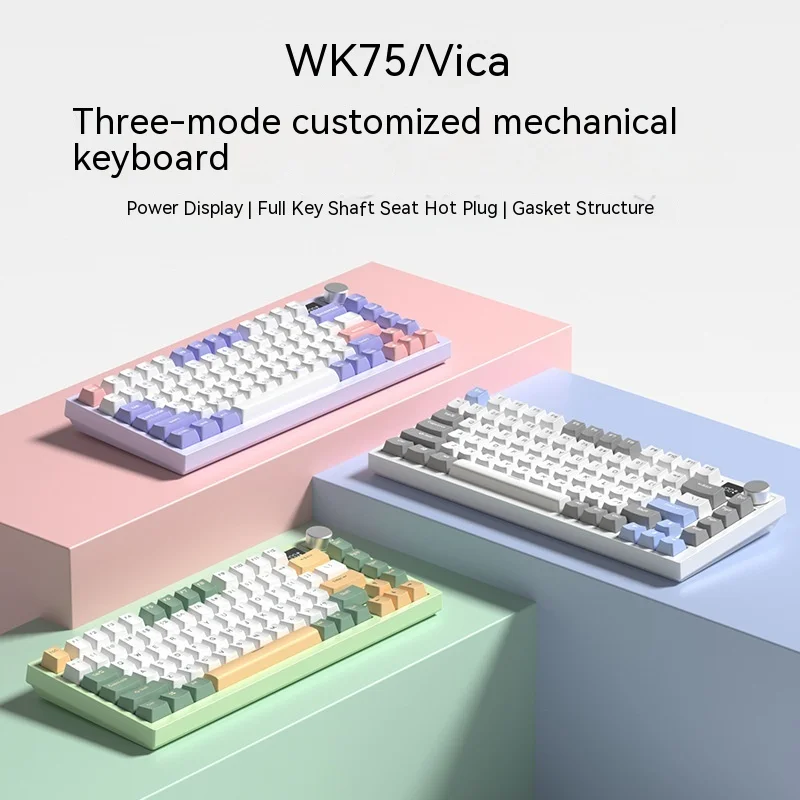 

WEIKAV K75 Customized Mechanical Keyboard Wireless 2.4g Bluetooth Usb Three Mode Gasket Structure RGB Game Office Keyboard