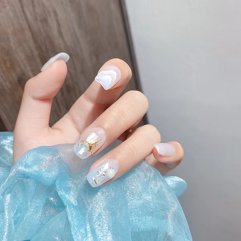 천연 쉘 네일 장식 조각 네일 액세서리, 인공 페일레트 크롬 스톤, 카멜레온 플레이크, 3D 네일 드릴, 1 박스