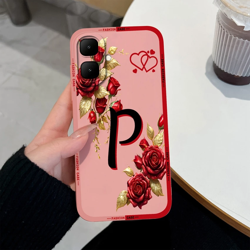 Rose Flower Letter Matte Silicone Shockproof Protective Phone Case