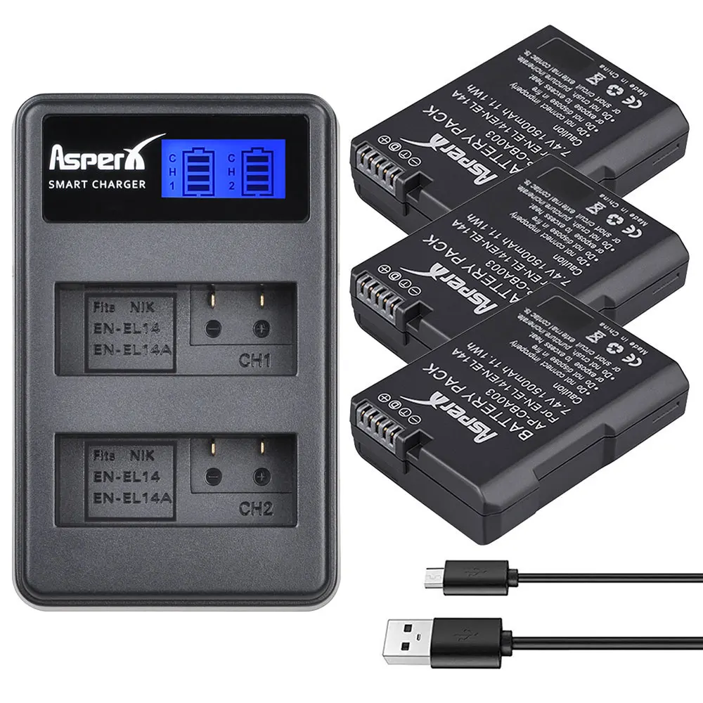 1500Mah En-El14 En El14 Batteria Enel14 Bateria + Caricabatterie Per Nikon Eos D5500 D5300 D3300 D5100 D5200 D3100 D3200 Accessori