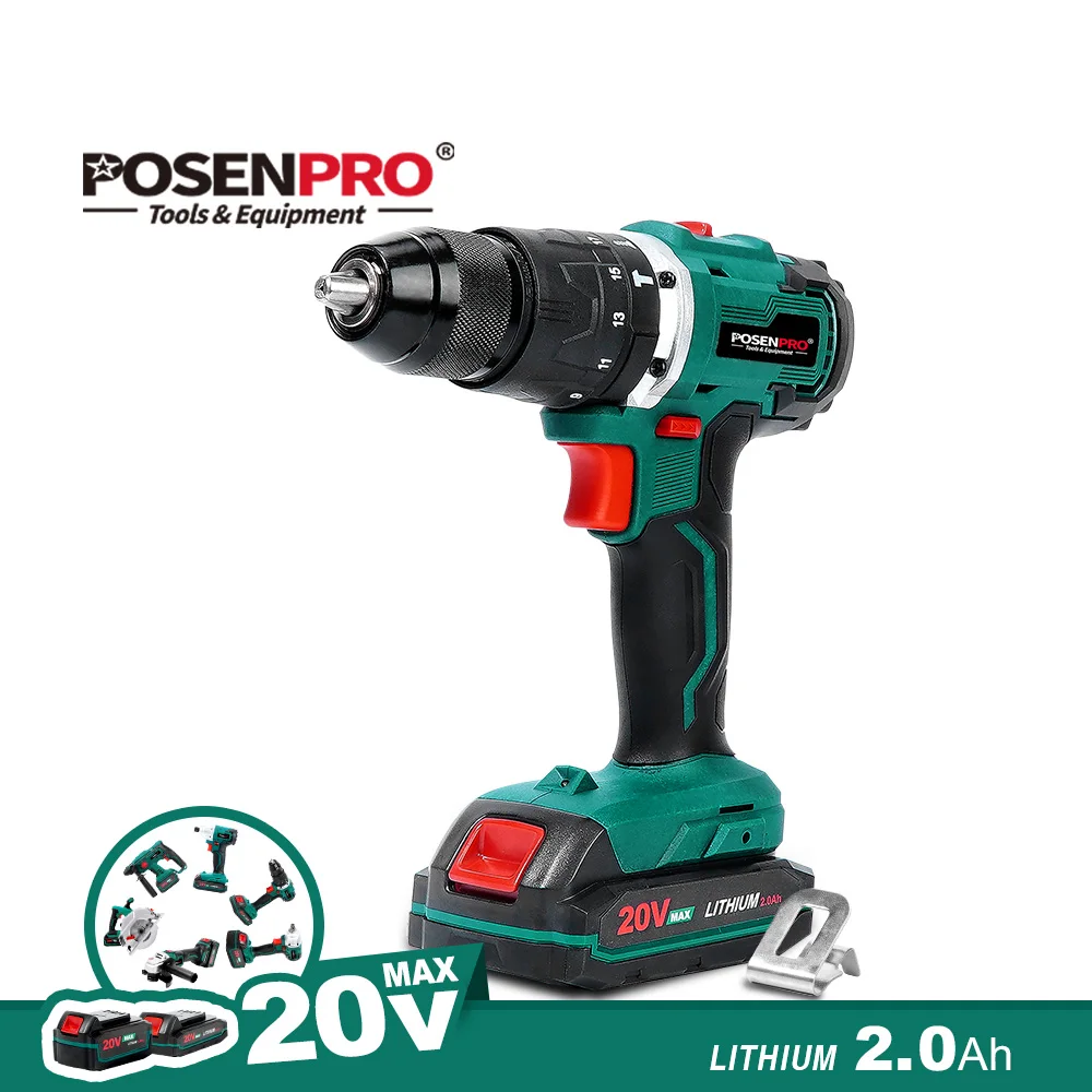 POSENPRO20VCordlessDrillBrushlessMotorMaxTorque50Nm2000mAh