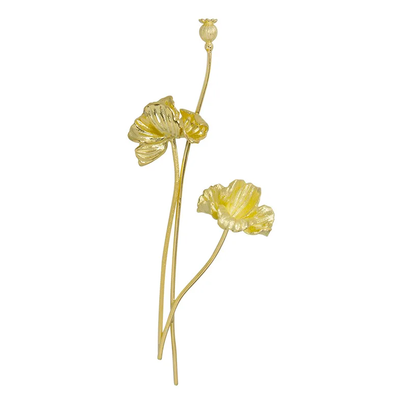 Original Design Obsession Beautiful Poppy Flower Simulazione Tridimensionale S925 Spilla Da Donna In Argento Sterling Corpetto