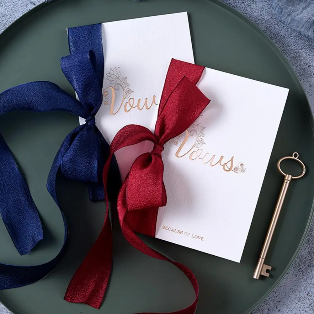 Wedding Vow Card Gold Foil Wedding Vow Book Set with Ribbon Bridal Shower His Hers Card Gift Engagement Ceremony Keepsake