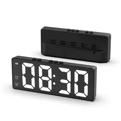 Enhanced LED Digital Alarm Clock with Voice Control, Dual Snooze, and Temperature Display (Black)