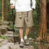 Summer Men's Clothing Solid Color High Waisted Pockets Elastic Casual Loose Cargo Sweatpants Knee Pants Preppy Style Shorts 1