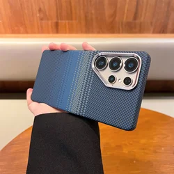 Ultra Carbon Fiber Magnetic Phone Case - Shockproof Slim Kevlar Protective Cover - Galaxy S23 Ultra (YS Blue)
