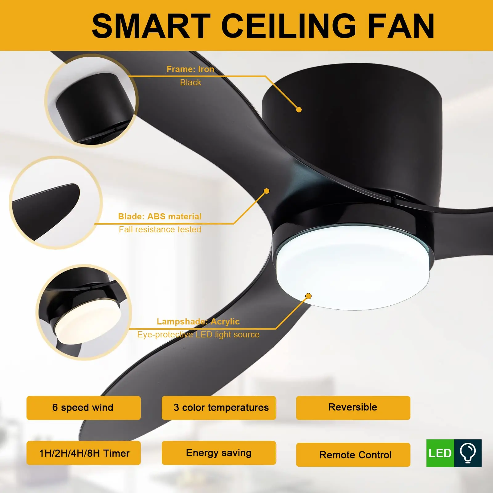 Modern Led Ceiling Fan With Lights DC Motor 6 Speeds Timing 20CM Low Floor Loft Remote Control Fan ceiling fan led ceiling fan lights led fan light electric fan