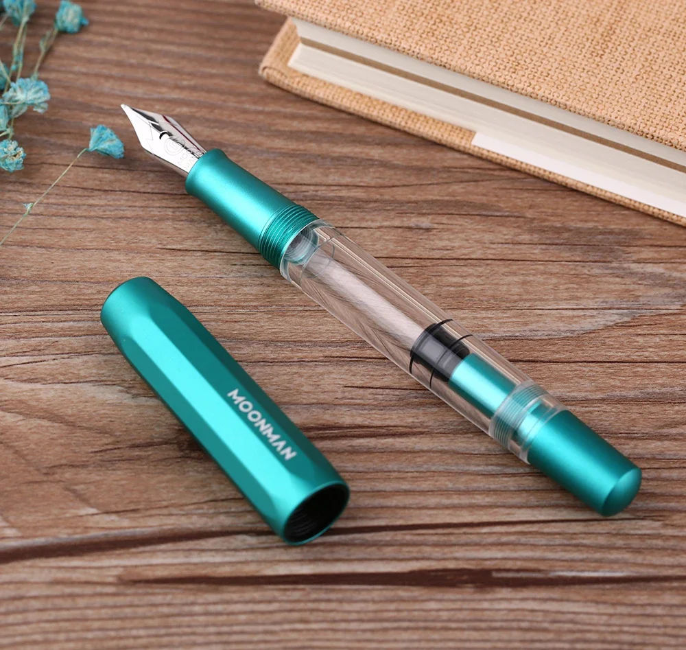 MAJOHN T1 Acrylic & Metal Piston Fountain Pen metal pen fountain pen Aluminum Alloy EF/F/M Large-Capacity Gift Pen for Business Office