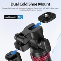Ulanzi MT-78 1.85m Camera Phone Tripod With Quick Release Plate Bluetooth Remote Controller Double Cold Shoe for Mini Fill Light 2