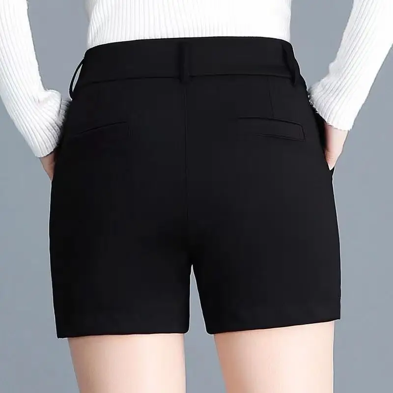Fashion Women Summer Solid Big Size Slim Shorts Korean Elastic High Waist Streetwear Office Lady New Versatile Casual Short Pant