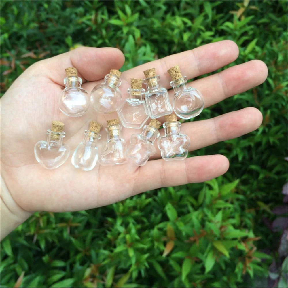 10Pcs/100Pcs/1000Pcs Cork Miniature Glass Bottles Jewelry Pendants Vials Wedding Decoration Gifts Perfume Jars