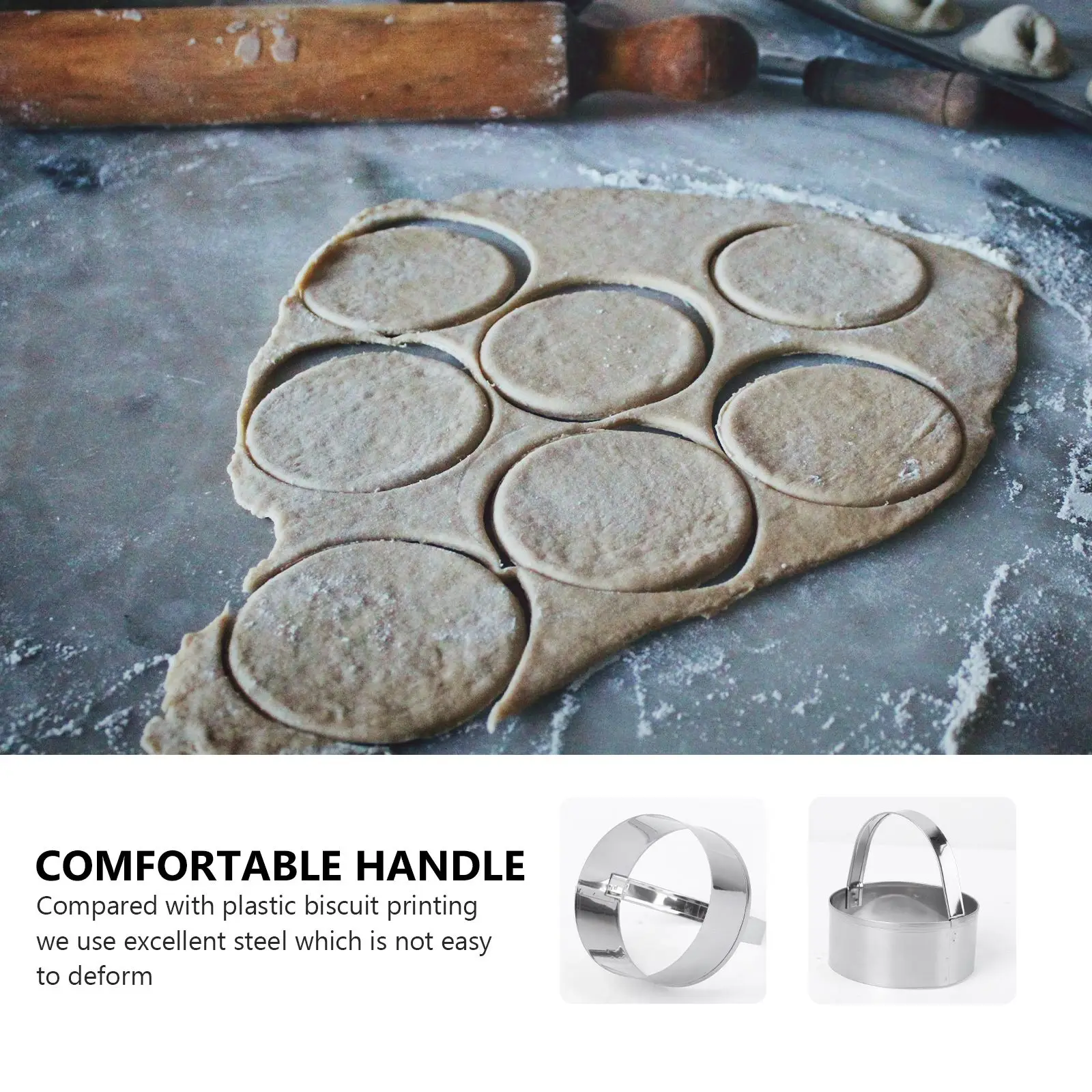 Circle Biscuit Cutter Stainless Steel Round Circle Cookie Cutters Stainless Steel Mold Dough Fondant Cutters with Handle 3Pcs cookie cutter cookie mould fondant cutter pastry cutter