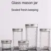 120ml-650ml Transparent Glass Sealed Bottle Mason Jar Diamond Pattern Jam Juice Bottle Labelable Seal Bottle Kitchen Tool 1