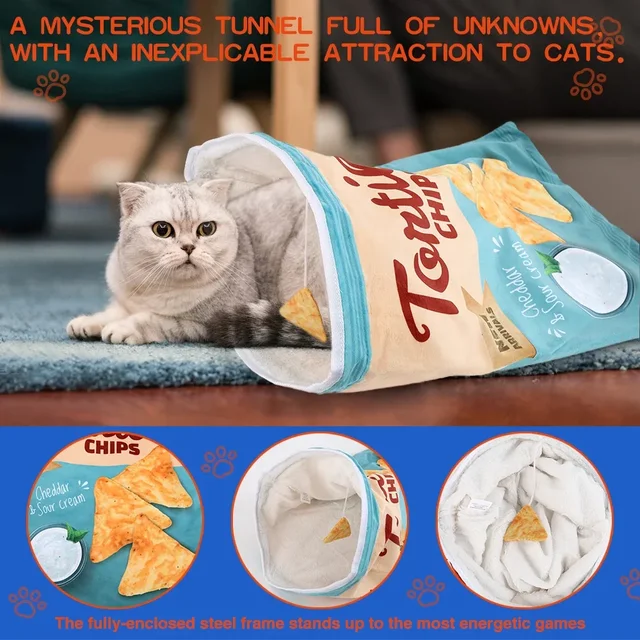 6 Halloween Gourmet Pattern Designs Cat Tunnel Toy, Cat Birthday Gift,Collapsible Interactive Cat Drill Bag Pet Toy 3