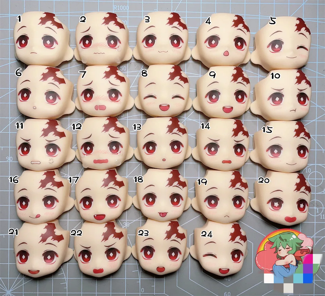 

Anime Kamado Tanjirou Handmade OB11 Water Paste Face Alternate Face Expression Cosplay C