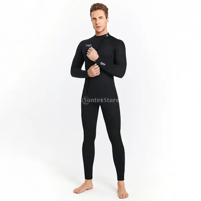 Men S Wetsuits 90 Neoprene 10 Nylon One Piece Full Body Diving Skin Front Zip Jumpsuit Rack Guard Water Sport Swimwear Aliexpress