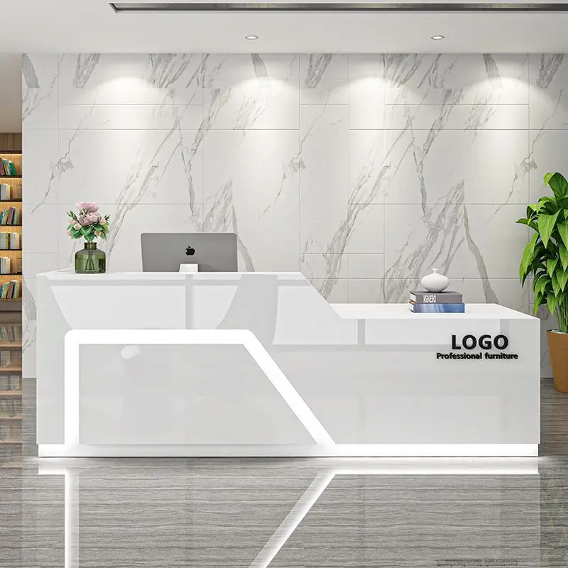 Bar Checkout Page Beauty Salon Shop Small Counter Table White Simple Modern Company Reception Desk Paint