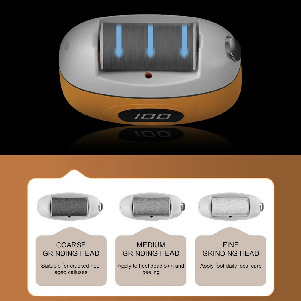 Electric Foot Grinder Foot Callus Remover Digital Display Foot Grinding Machine USB Rechargeable for Dry Dead Cracked Hard Skin 3