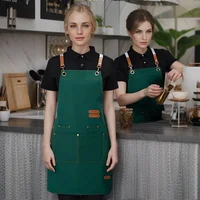 Waterproof Kitchen Apron Perfessional Kitchen Apron Restaurant Shop Waiter Work Uniform Women/Men With Pockets Cleaning Pinafore 3