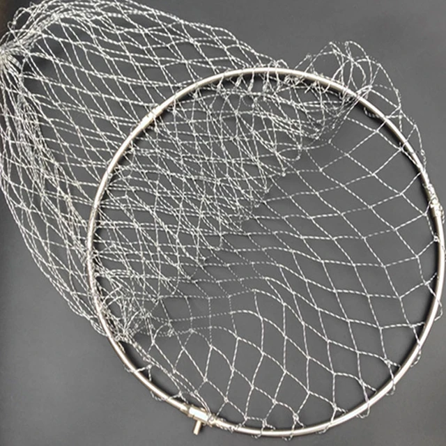 Durable Folding Stainless Steel Fishing Nets Head Ring With Small Hole  Nylon Mesh Landing Net Network Trap No Pole - Parts - AliExpress