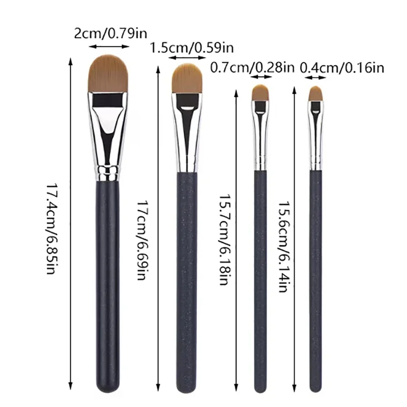 Flat Round Ultra-thin Foundation Concealer Makeup Brush Professional Contour Liquid Cream Concealer Make-up Tool 4 Types Sizes 5