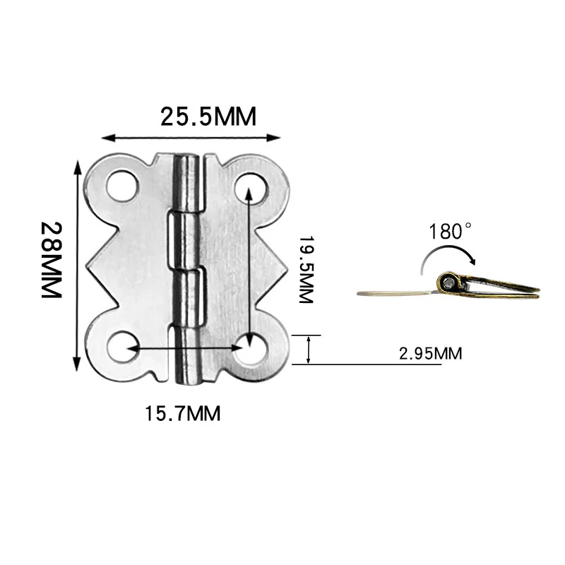 20pcs Decorative Butterfly Hinges for Jewelry, Gift, Music, and Wine Boxes with Screws - Assorted Sizes and Colors