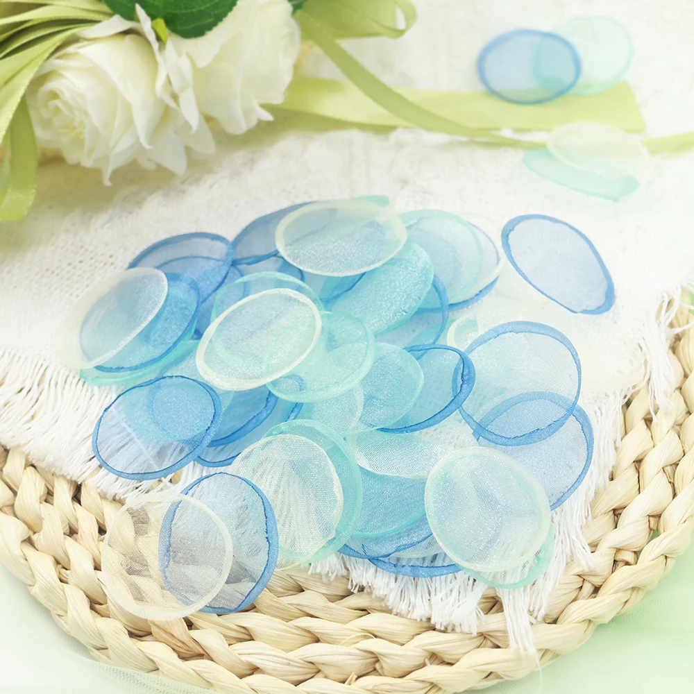 혼합 블루 오간자 장미 꽃잎 웨딩 홈 데코레이션용 인조 꽃잎 DIY 및 장식 액..